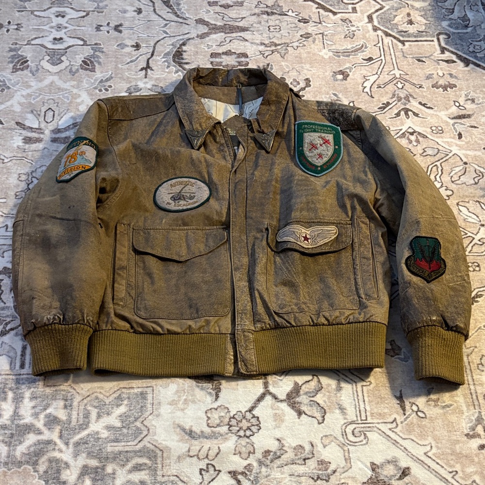 RARE Vintage Genuine leather aviation flight Bomber Jacket Learsi International - Picture 1 of 16